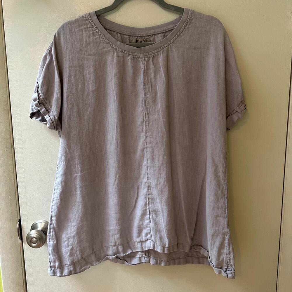 Flax 100% linen short sleeve blouse